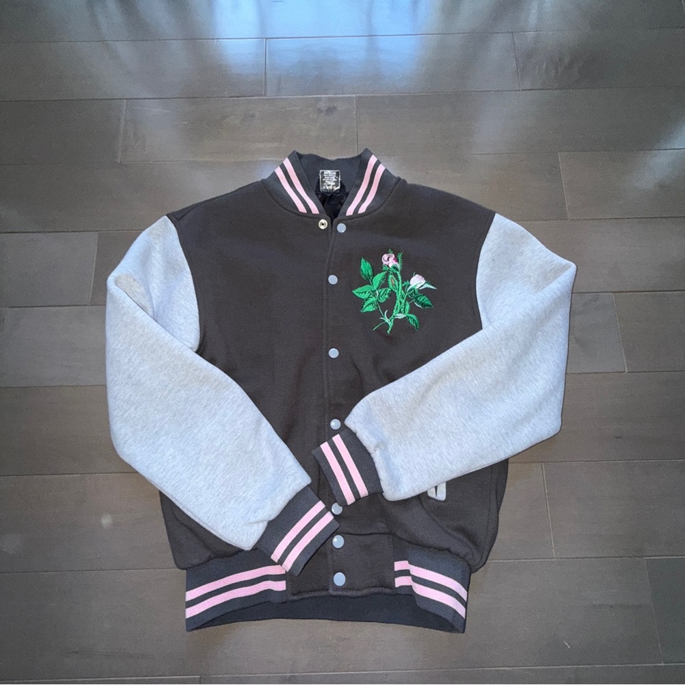 Stylish Varsity Jacket with Floral Design